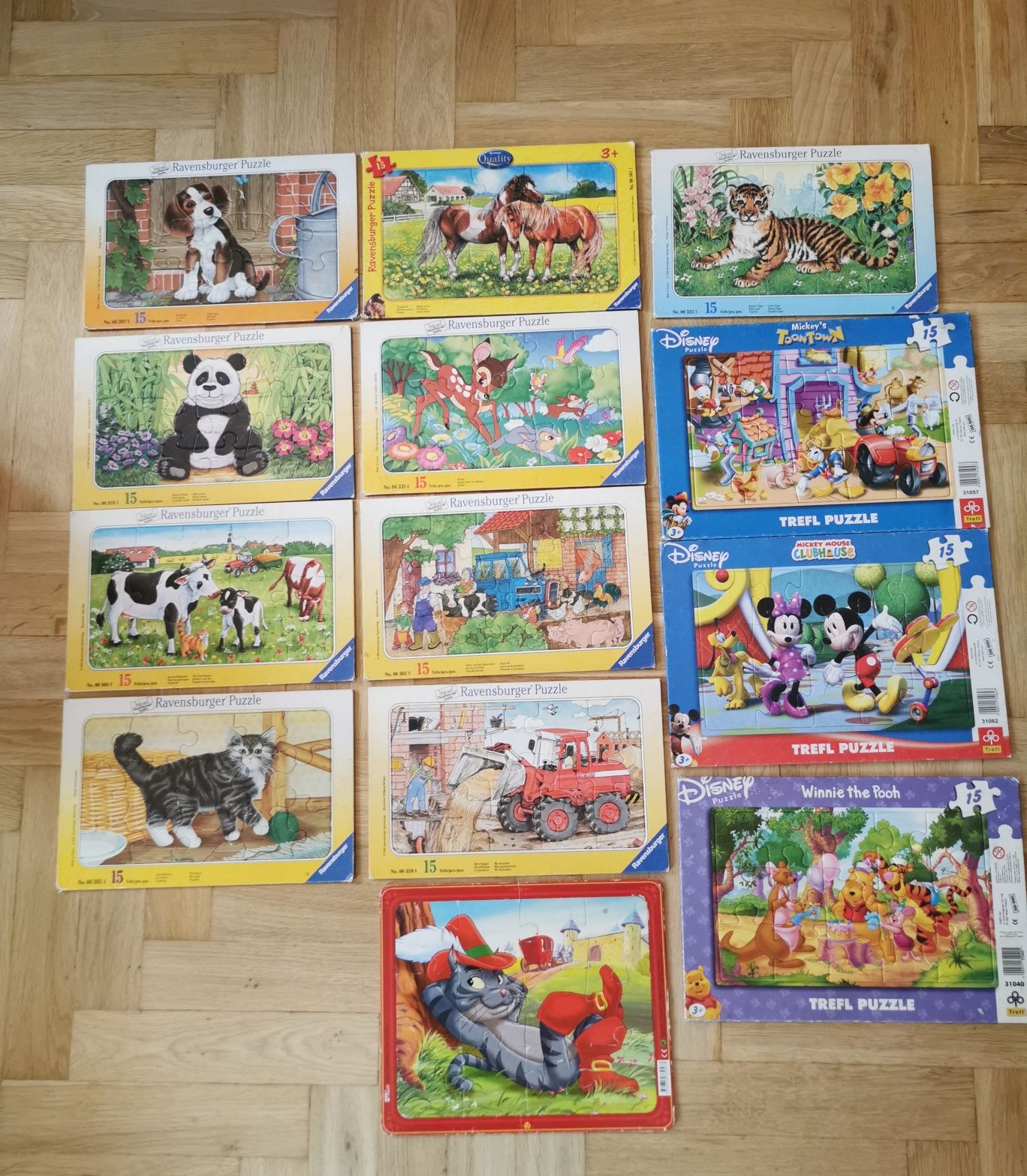 Ukladanki puzzle ravensburger  zwierzęta 15 elementów trefl Kubuś kot