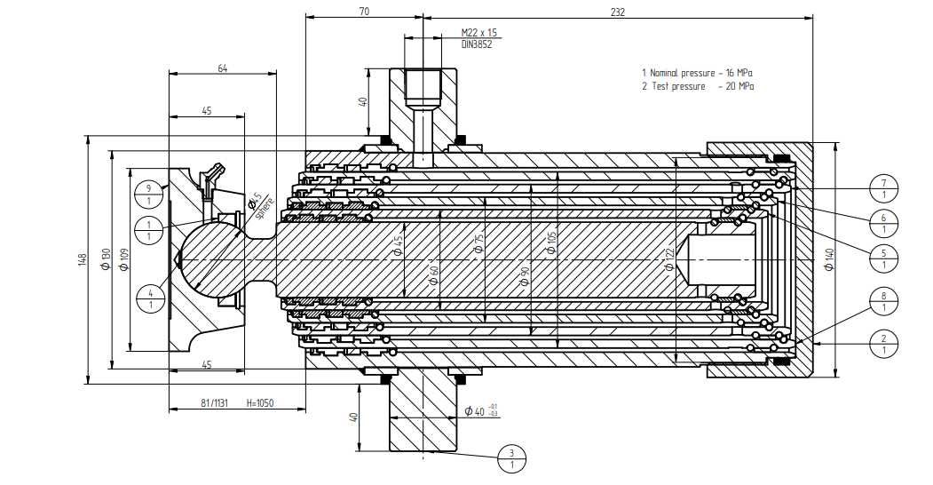 cylinder wywrotu 105 cm. wysuwu. Tłok kipra. Polski. 7 ton.