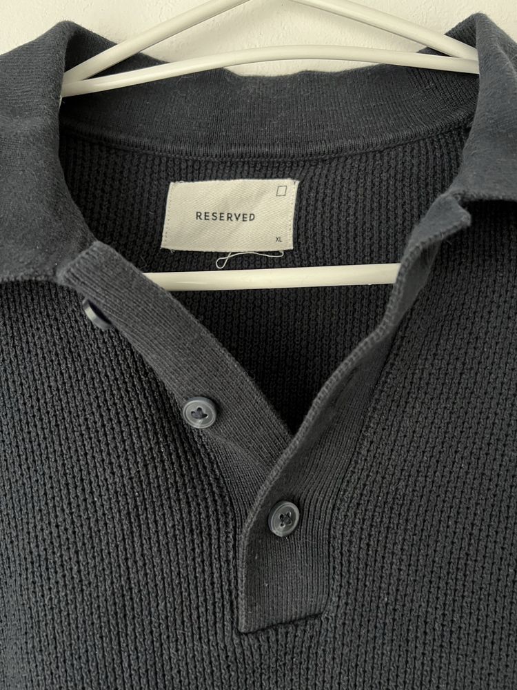 Sweter sweterek męski Reserved XL granatowy z kołnierzykiem