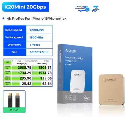 ORICO Mini SSD Externo Magnético para iPhone 16 15