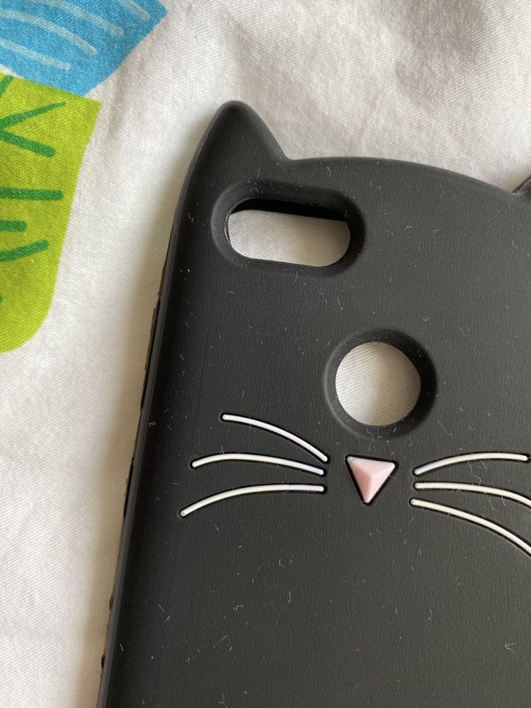 Obudowa case etui Huawei P9 Lite Mini czarny kot z uszkami miekki