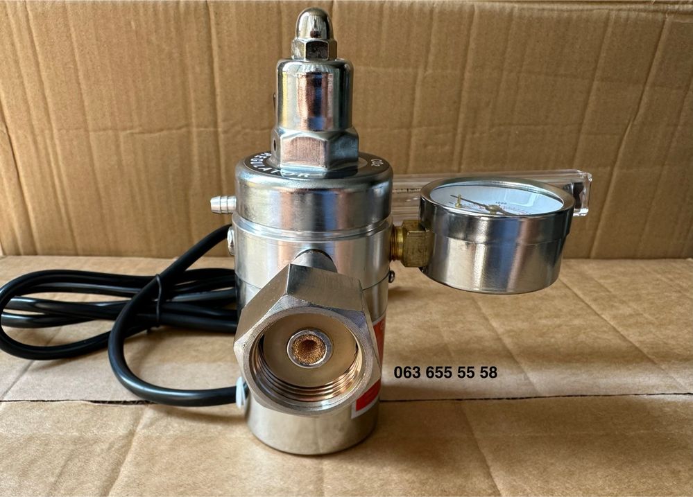 Редуктор Аргоновый+Углекислотный с ротаметром и подогревом 220V.