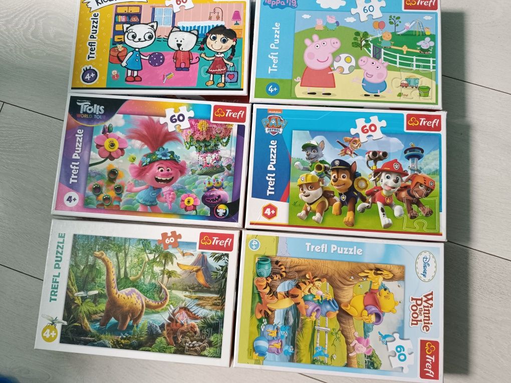 Puzzle dla dzieci.Zestaw 6 sztuk. Kompletne