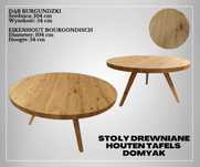 Stół Dębowy okrągły dąb burgundzki