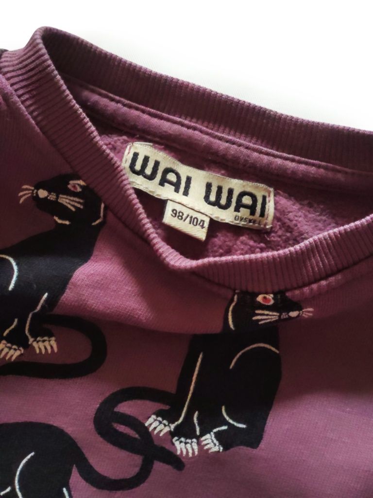 Fioletowa bluza dziecięca w koty – Wai Wai – 98-104 cm