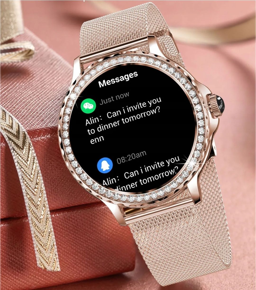 Smartwatch zegarek damski EKG Puls Połączenia MENU