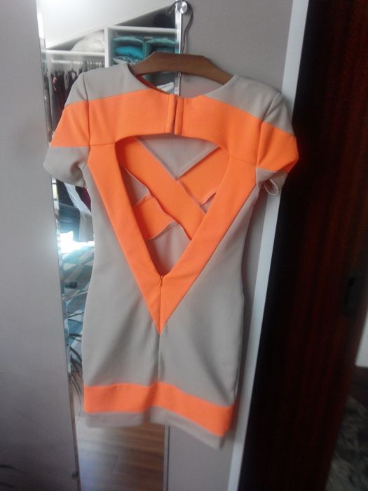 Vestido top shop laranja neon