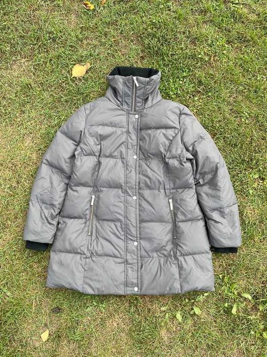 Dluga kurtka damska puchowa Michael Kors L szary grey woman style