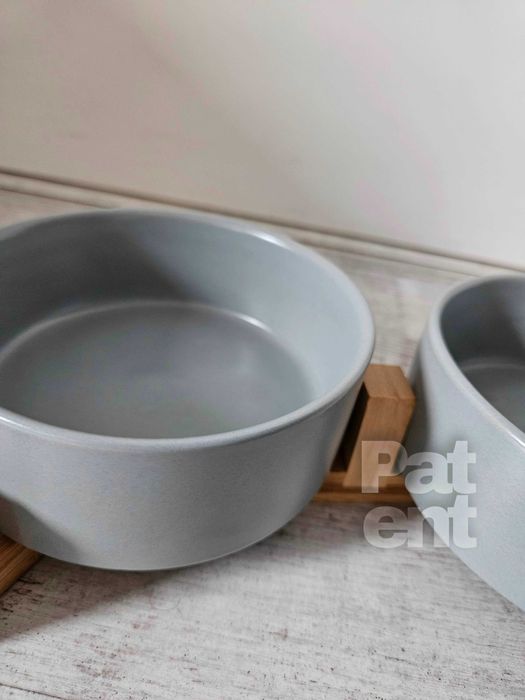 Miski ceramiczne dla psa kota zestaw 2 sztuki x 400 ml szare