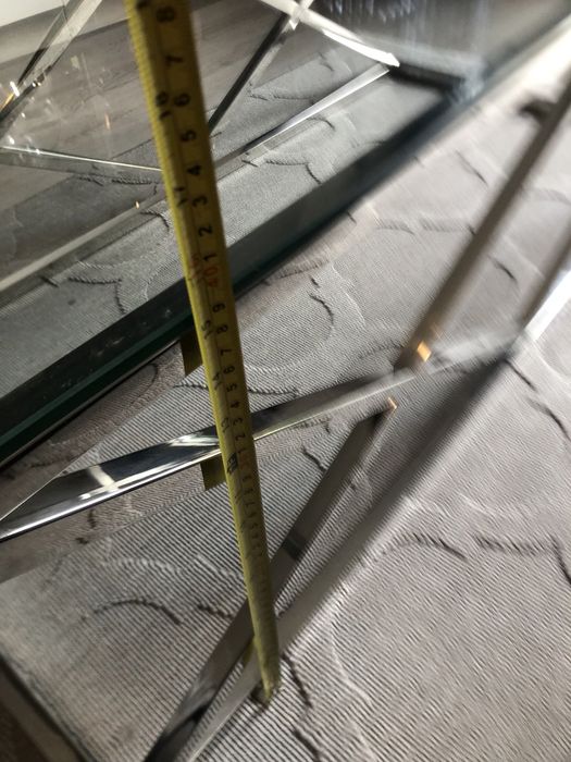 Stół ława stolik kawowy glamour stal srebny 120 cm x 60 cm szkło