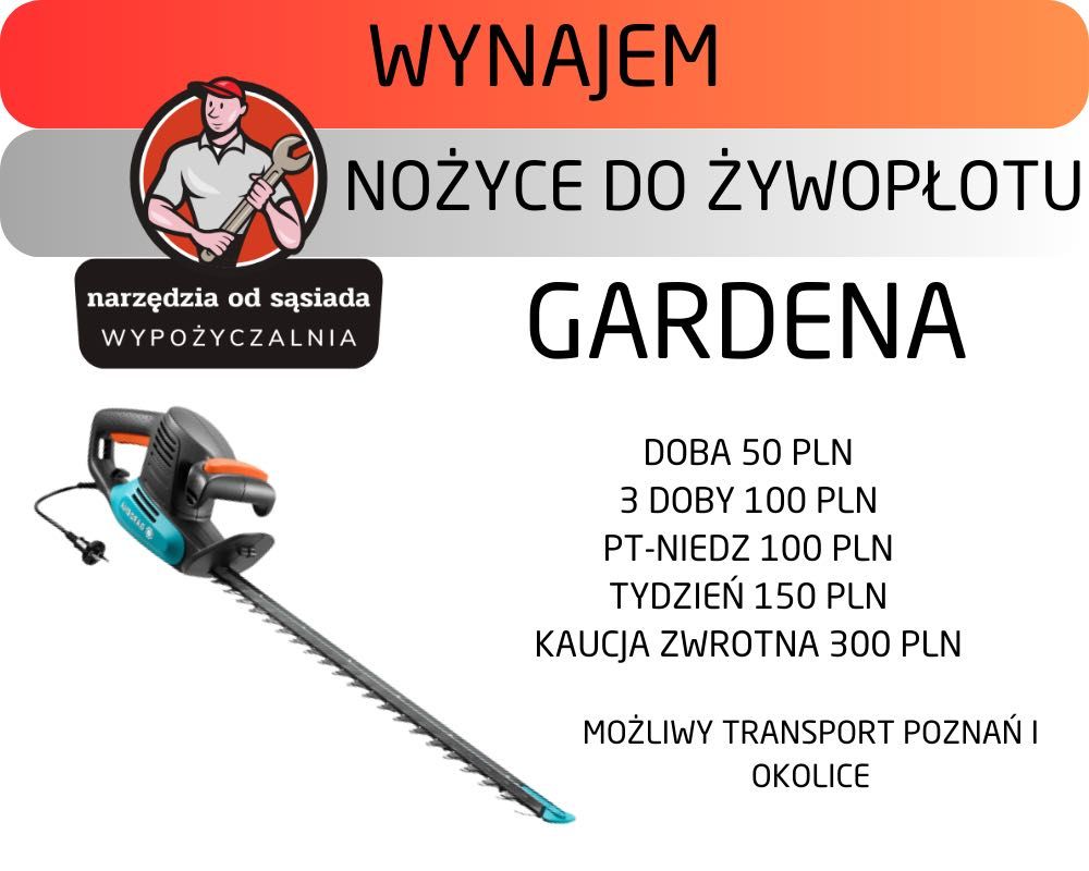 Wynajem piła ukośnica, myjka, rębak , nożyce do żywopłot, wertykulator