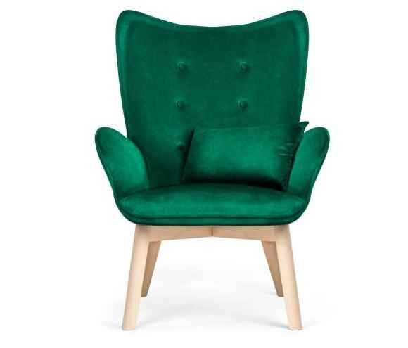 Fotel uszak zielony styl skandynawski + podnóżek poduszka ..