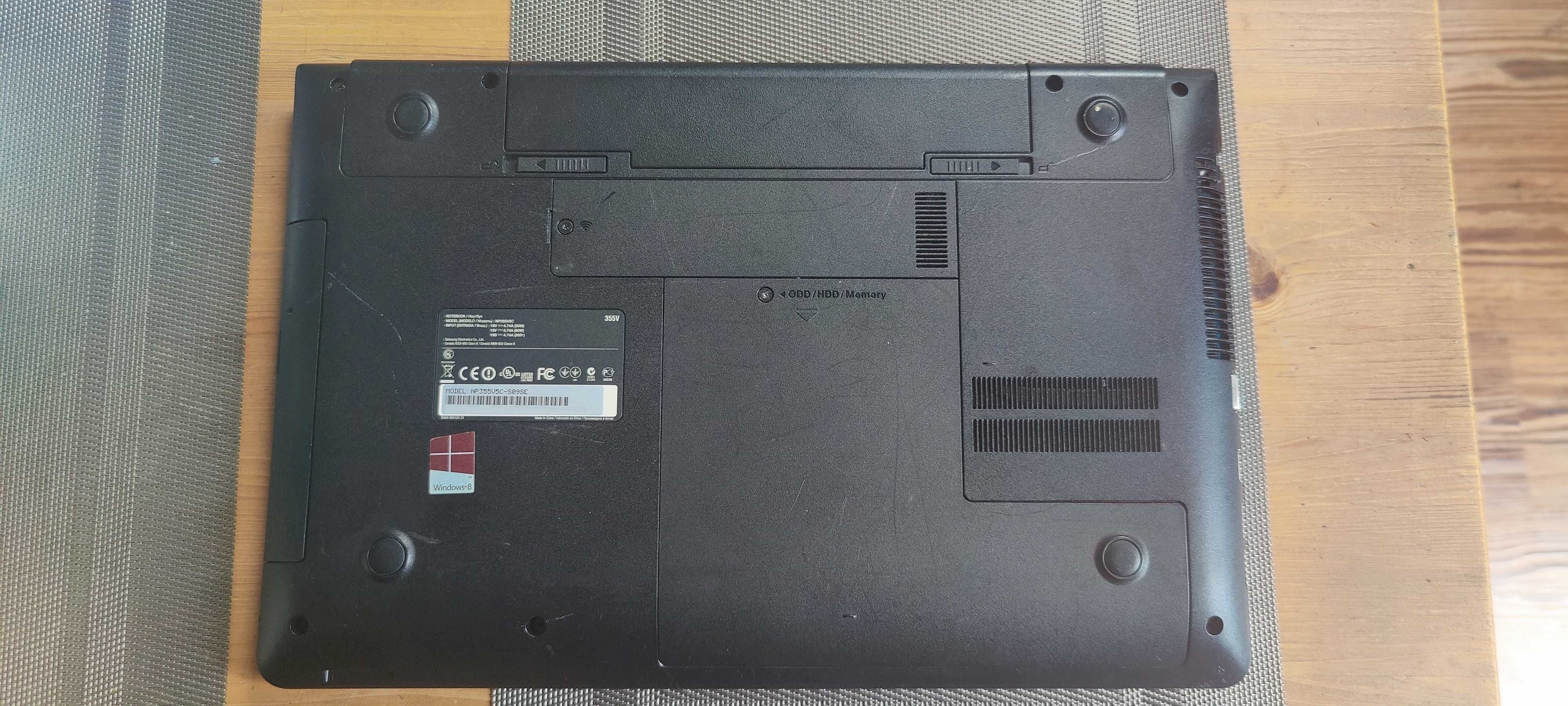 Samsung 355V -15,6 cala - AMD A8 4x2,80 GHz -6GB Ram -256GB SSD -Win10