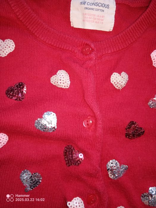 Czerwony sweterk hm 122 cm