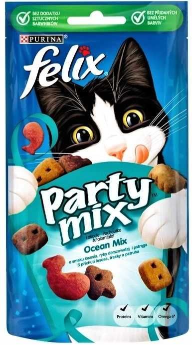 Sucha Karma FELIX PARTY MIX OCEAN przekąska dla kota Łosoś 8x60g