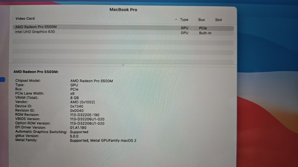 Apple MacBook Pro A2141 i7 1TB 32GB 5500M grafika 8GB