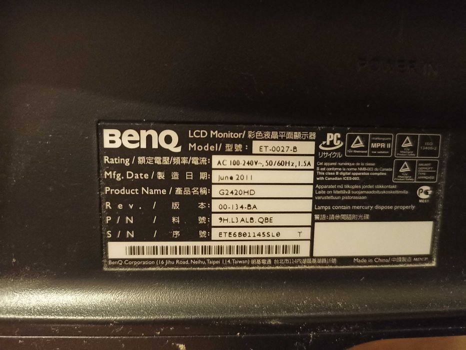 монітори  aser  s240hl,   beng g2420hd