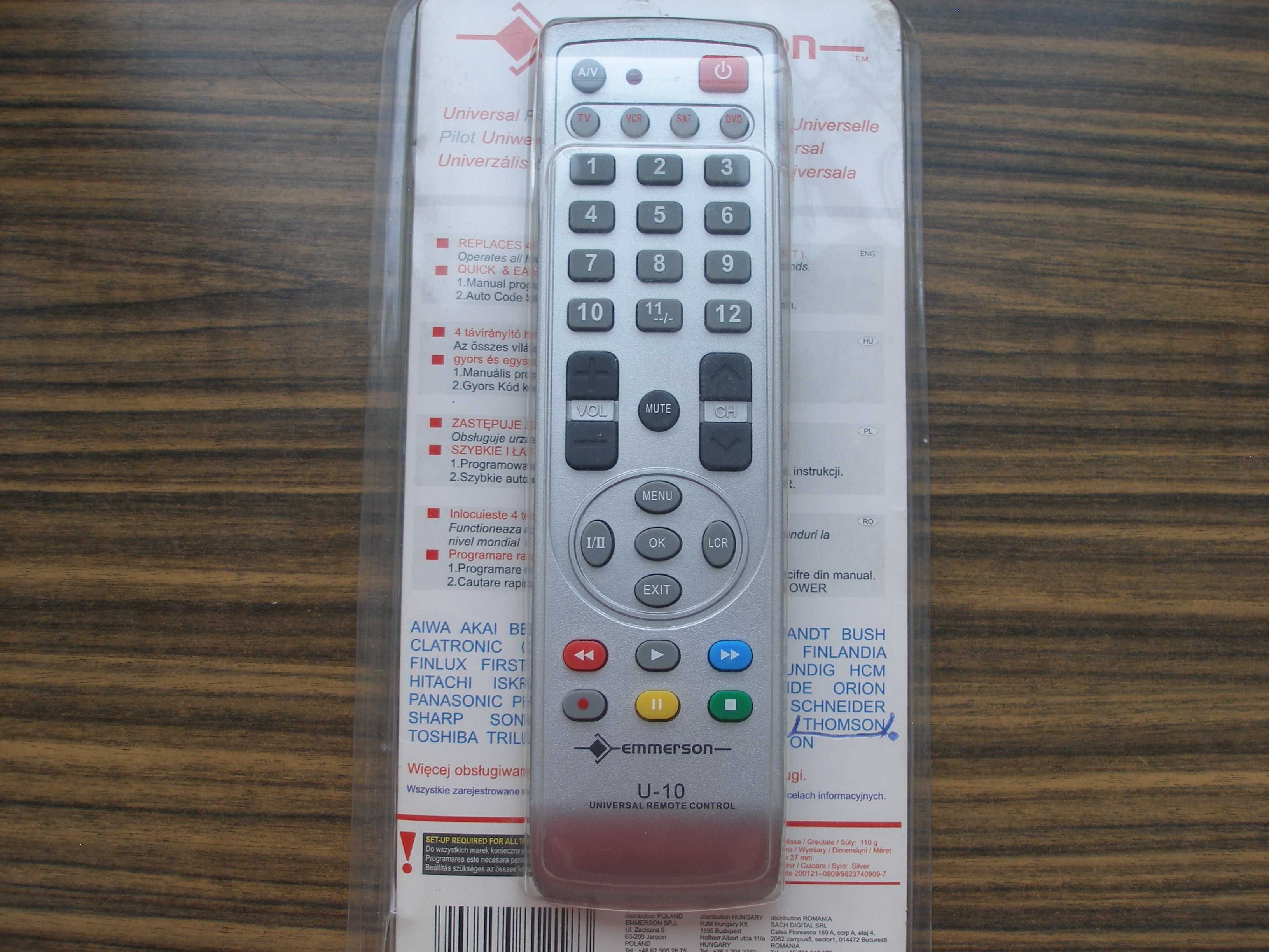 Uniwersalny Pilot 4 w 1 do TV DVD SAT VCR itp. EMMERSON U-10 Nowy W-wa