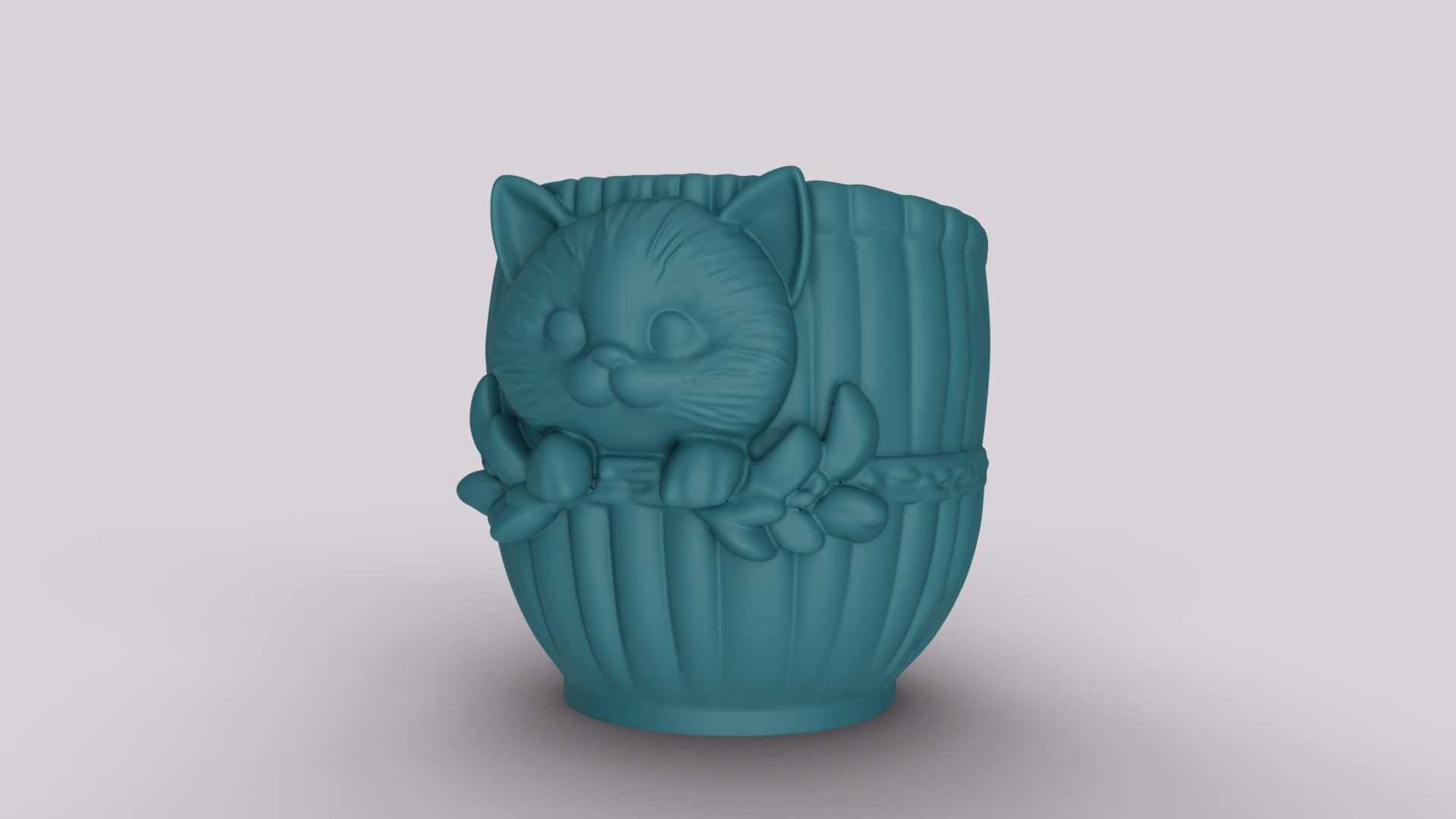 Vaso/Suporte Gatinho no Barril 3D | Decoração Casa e Secretária