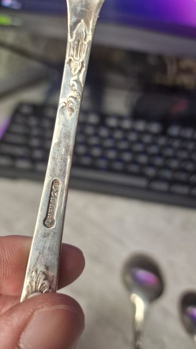 Мельхіорові десертні ложки МНЦ з посрібленням