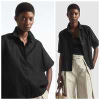 H&M S-L czarna NOWA koszula oversize linen blend