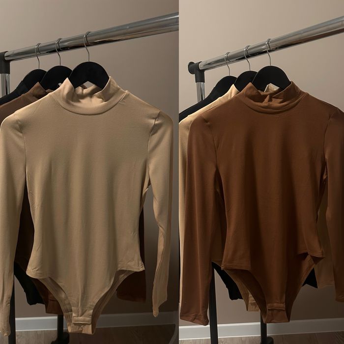 Нові базові боді гольф лонгслів водолазка коричневий чорний стиль zara