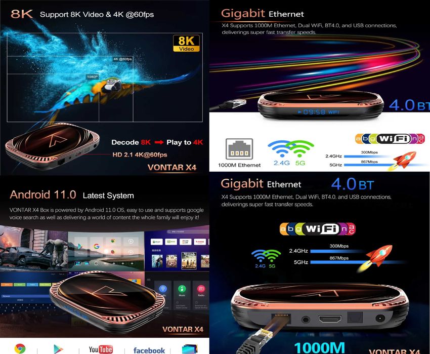 Vontar X4 4/32Gb Lan1GB прошивка Ugoos або Аndroid TV