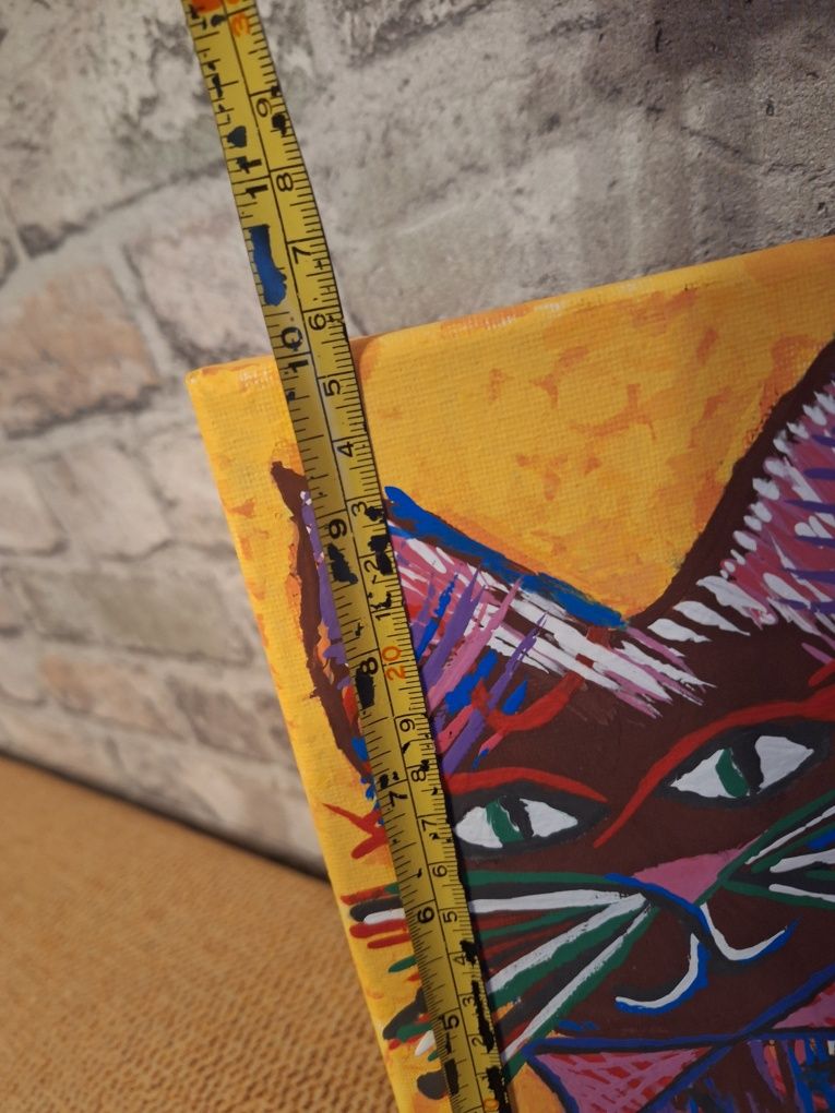 Kot kotek obraz obrazek na płótnie dekoracja handmade 15x25