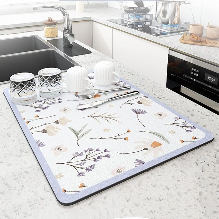 CALOPEAH Super Chłonna Mata Ociekowa do Naczyń 50 x 40 cm Kwiaty