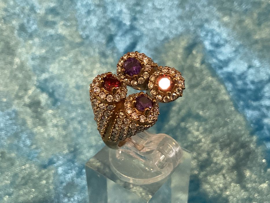 Anel senhora prata banho de ouro t,15 m