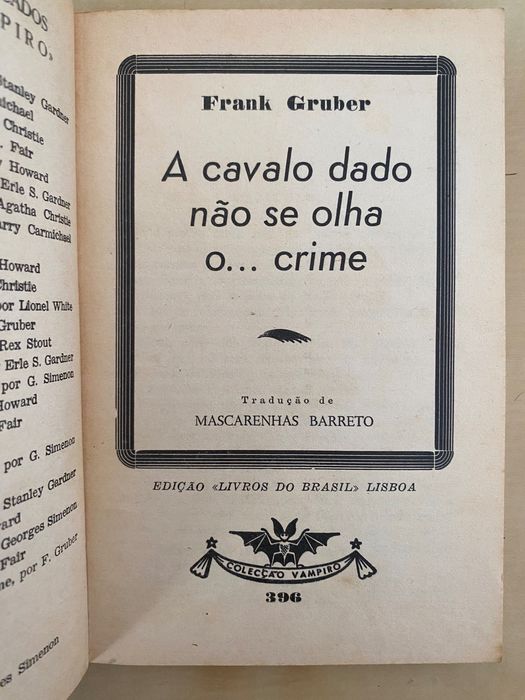 A Cavalo Dado Não Se Olha... O Crime, de Frank Gruber (Vampiro nº 396)