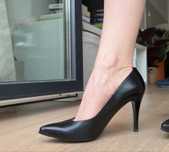Buty skorzane czarne czolenka badura