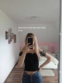 Hiszpanka crop top bluzka ażurowa odkryte ramiona sexi xs xxs s modna