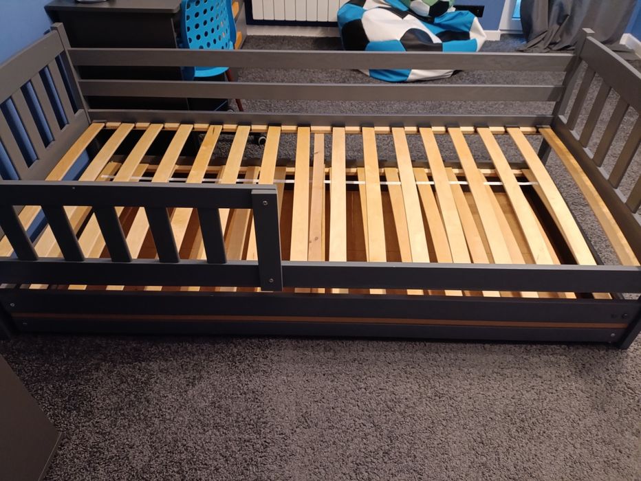 Podwójne łóżko drewniane szare, białe 90x200 dziecięco-młodzieżowe