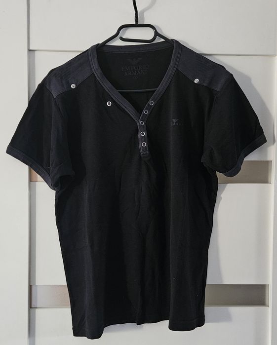 Armani L piękna koszulka t shirt czarna giorgio