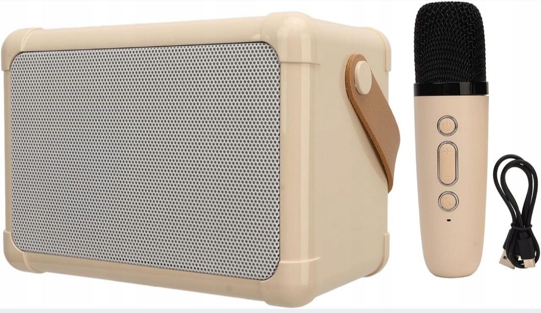 Głośnik bezprzewodowy przenośny 3w1 LED 2 mikrofony karaoke bluetooth