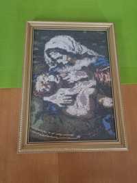 Haftowany obraz Matka Boża karmiąca handmade