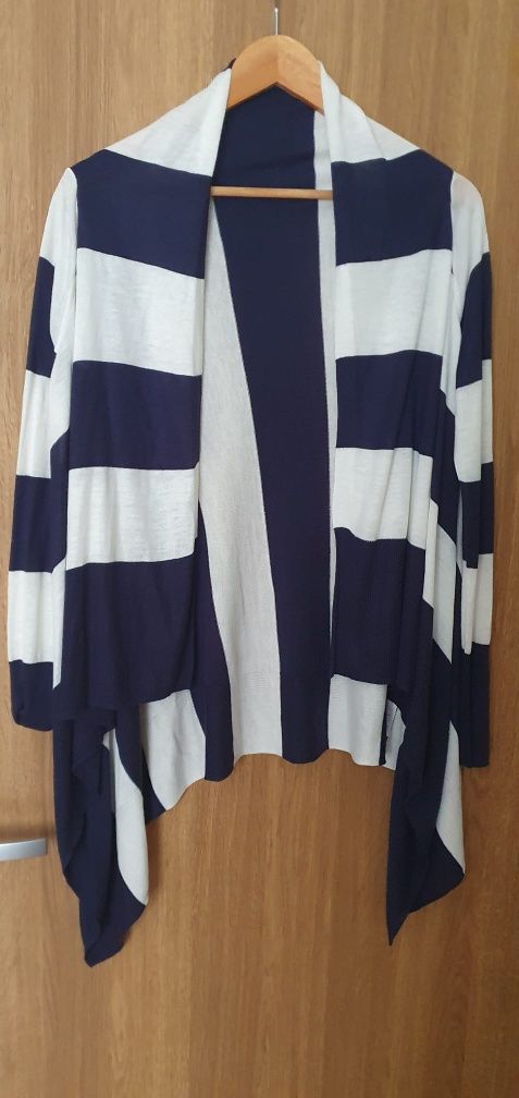 Sweter damski w paski biało-granatowe