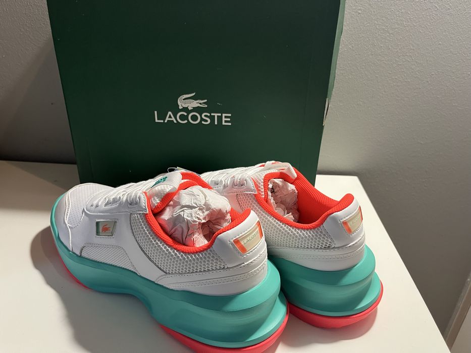 Oryginalne buty meskie sneakersy Lacoste sportowe skorzane biale 44