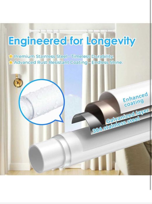 Штанги натяжні для вікон або ванної кімнати без сверління