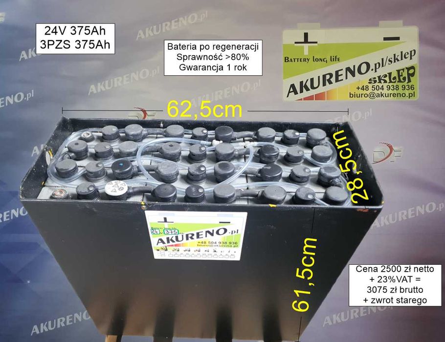 Akumulator do wózka widłowego 24V 300AH, Fotowoltaika, Bank Energii
