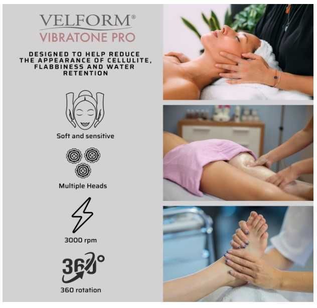Masażer antycellulitowy, wibracyjny, modelujący, Velform Vibratone Pro
