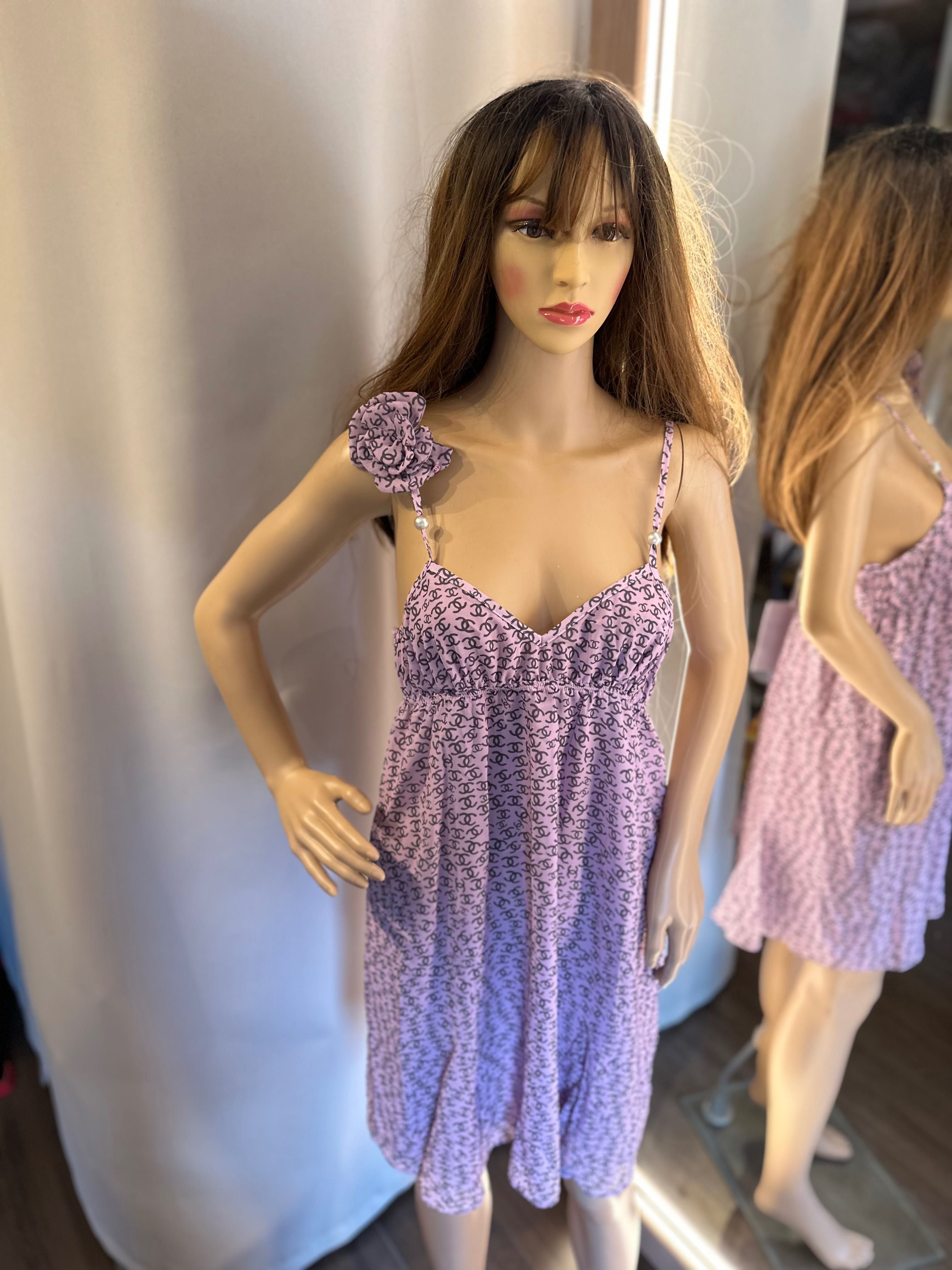 Różowa jedwabna sukienka Chanel Coco Beach rozmia M/L