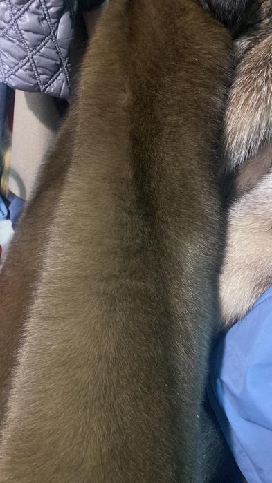 Женская чёрная парка, куртка с финским песцом под соболь, 42-60 размер