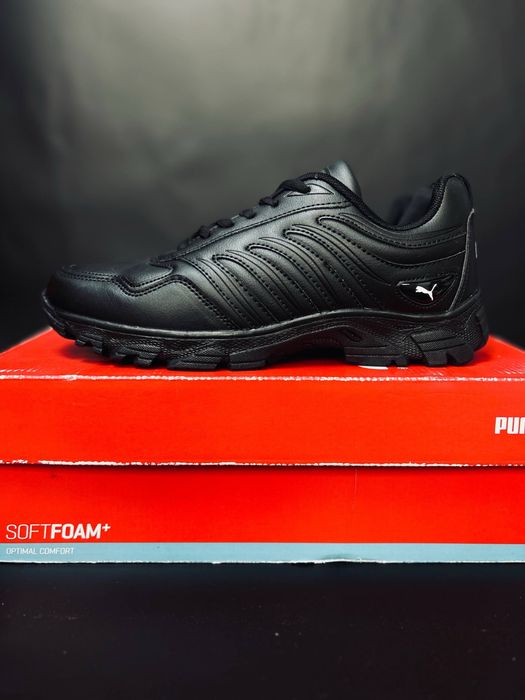 Черные кожаные кроссовки Puma / мужские демисезонные кроссовки пума