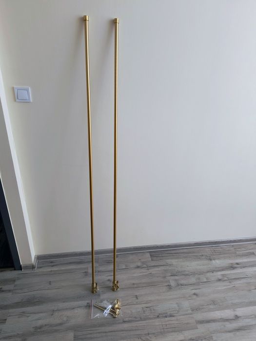 Karnisz metalowy złoty podwójny dł. 180 cm, ciche żabki, super stan