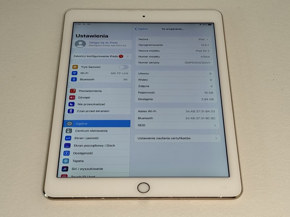 iPad Air 2 (A1566) - 16GB - faktura VAT 23%