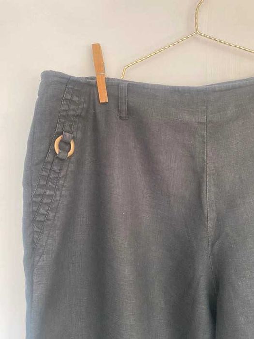 Czarne szerokie lniane spodnie na lato 46 3xl Marks & Spencer zwiewne