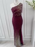Sukienka maxi ombre bordo- złoto 36 S koraliki