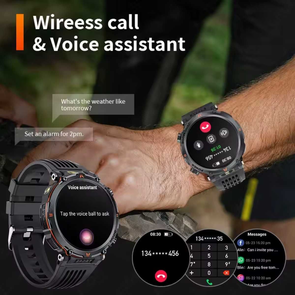 Смарт часы: LIGE HT30. NFC. Compass. LED-фонарик.3D меню.